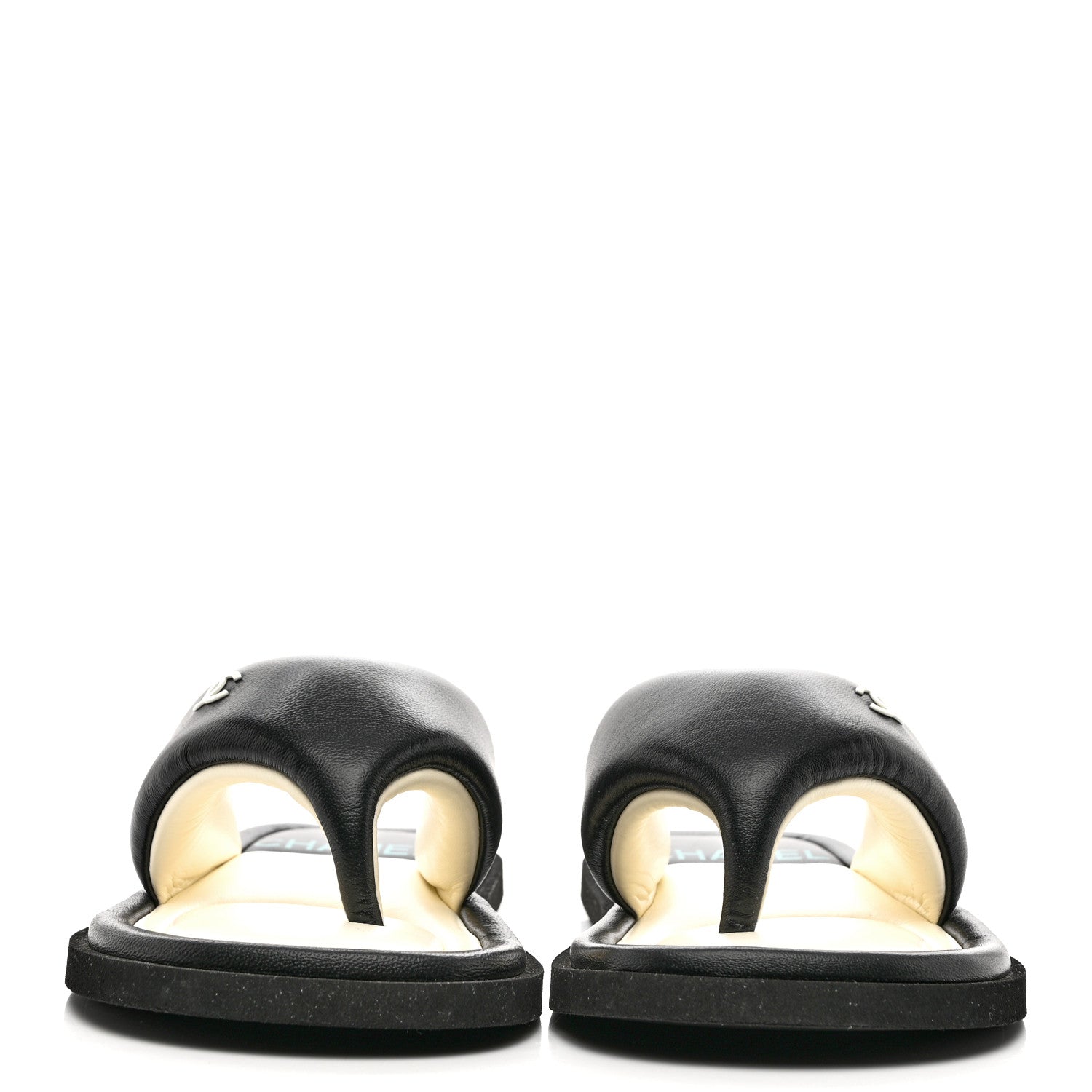 Chanel Lambskin Padded Pool Thong Sandals 40 Black 2 of 10