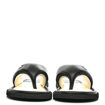 Chanel Lambskin Padded Pool Thong Sandals 40 Black 2 of 10