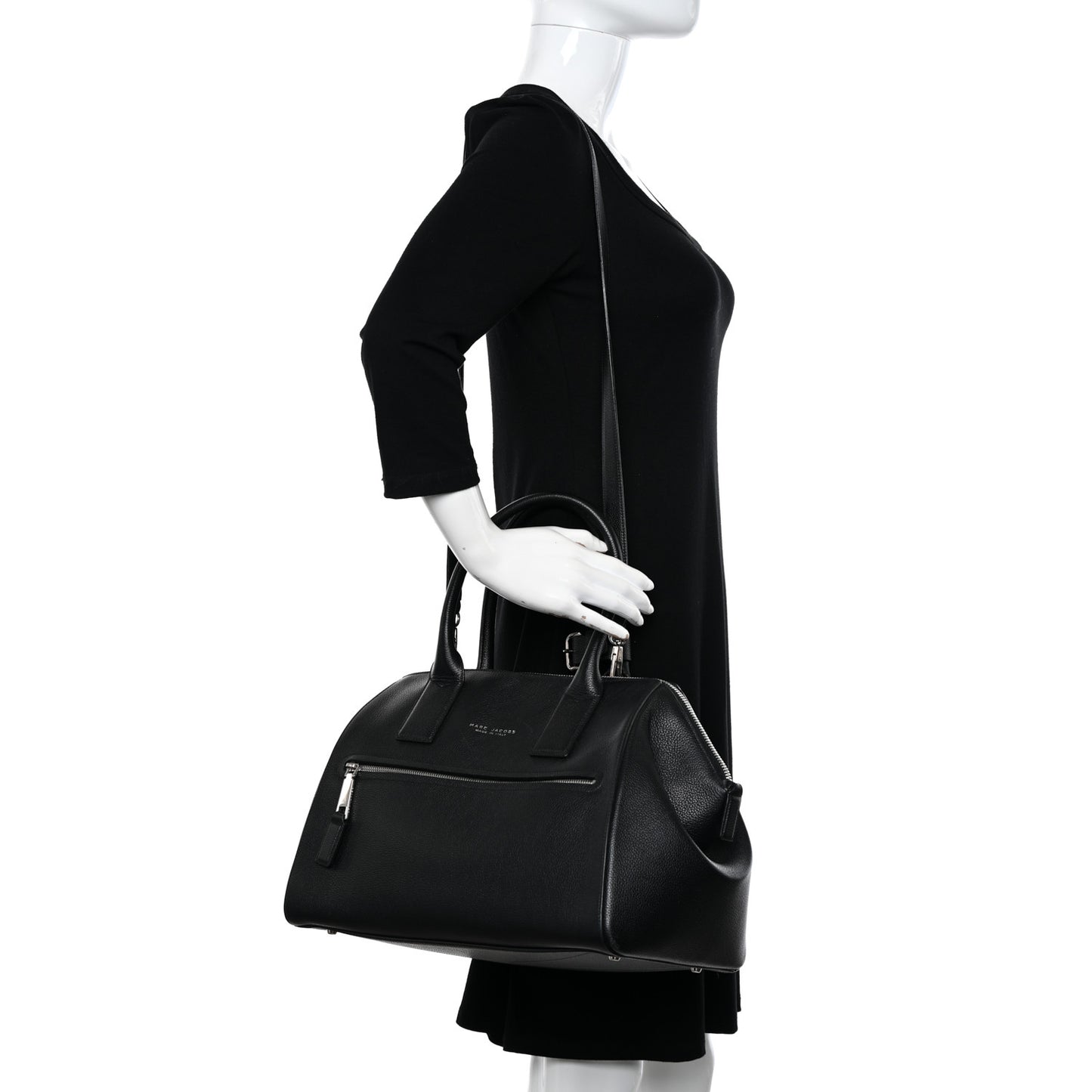 Textured Calfskin Medium Incognito Satchel Black