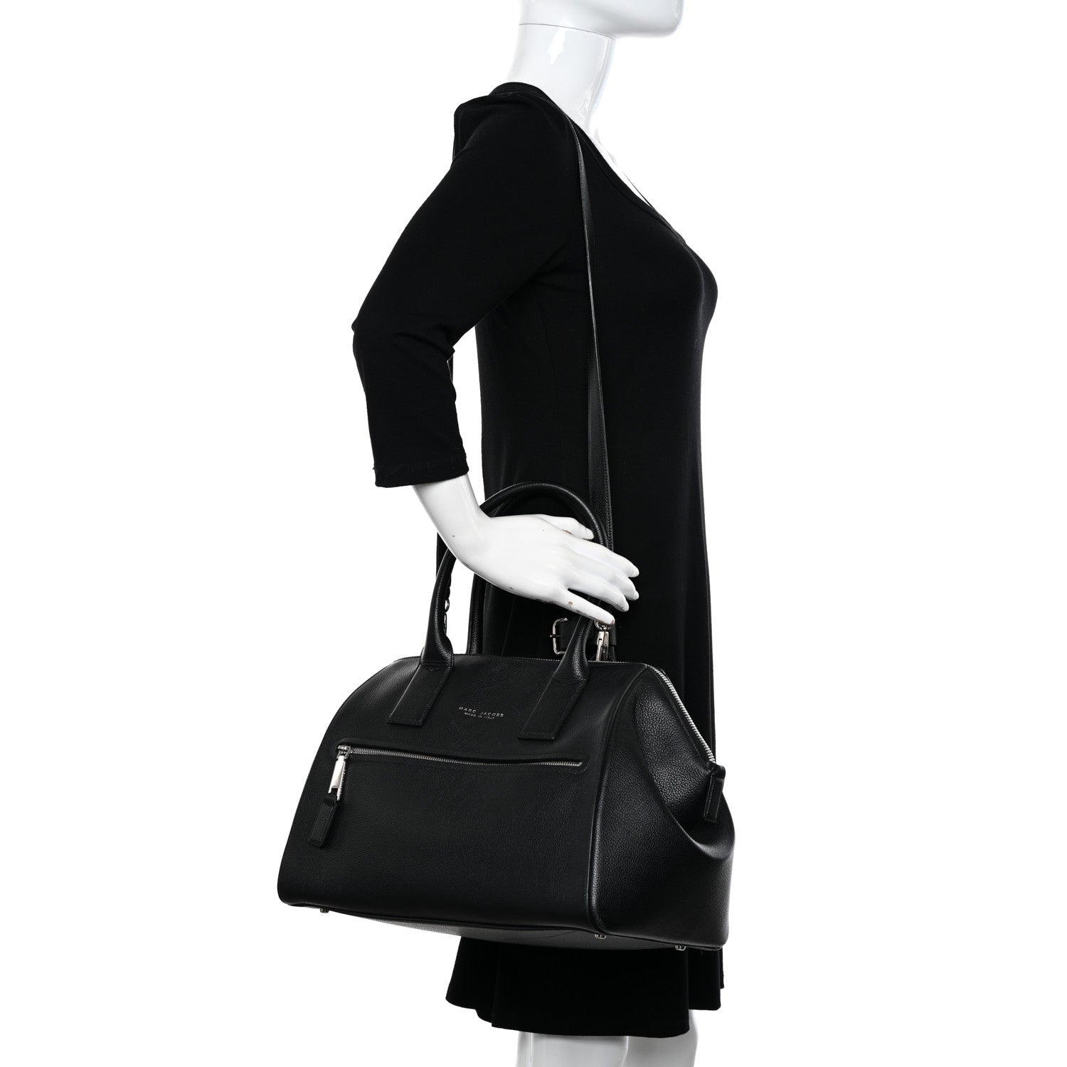 Marc Jacobs Textured Calfskin Medium Incognito Satchel Black 2 of 9