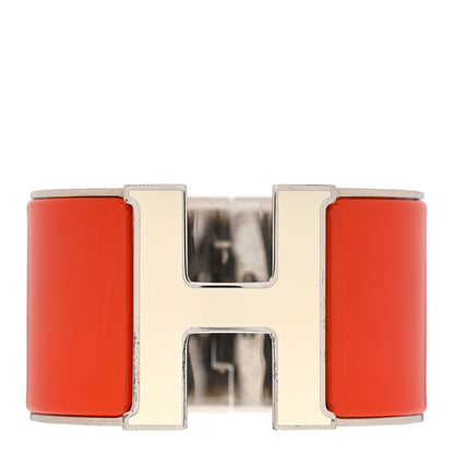 Hermes Enamel Clic Clac H Extra Wide Bracelet PM Capucine White 1 of 4