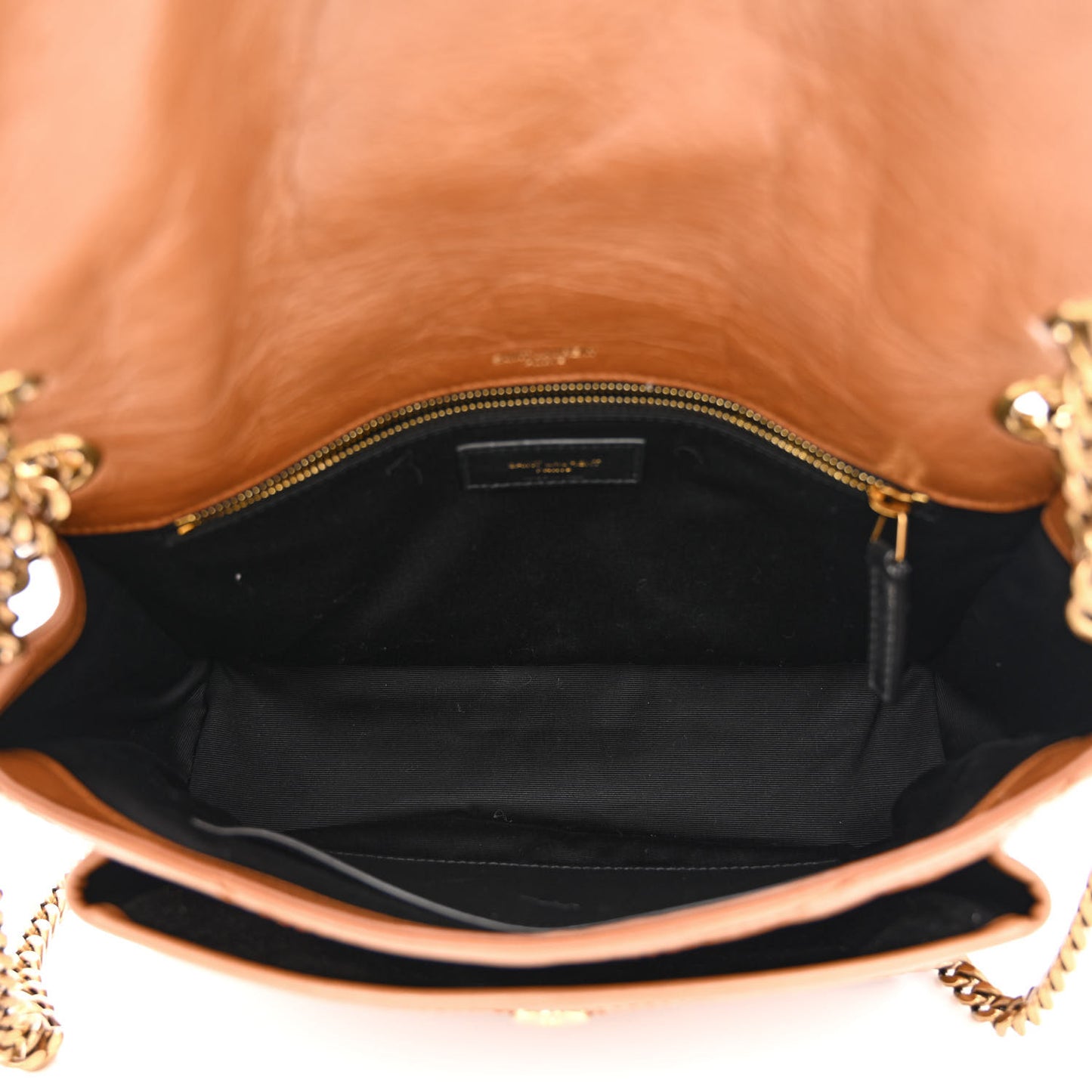 Crinkled Calfskin Matelasse Monogram Medium Niki Chain Satchel Caramel
