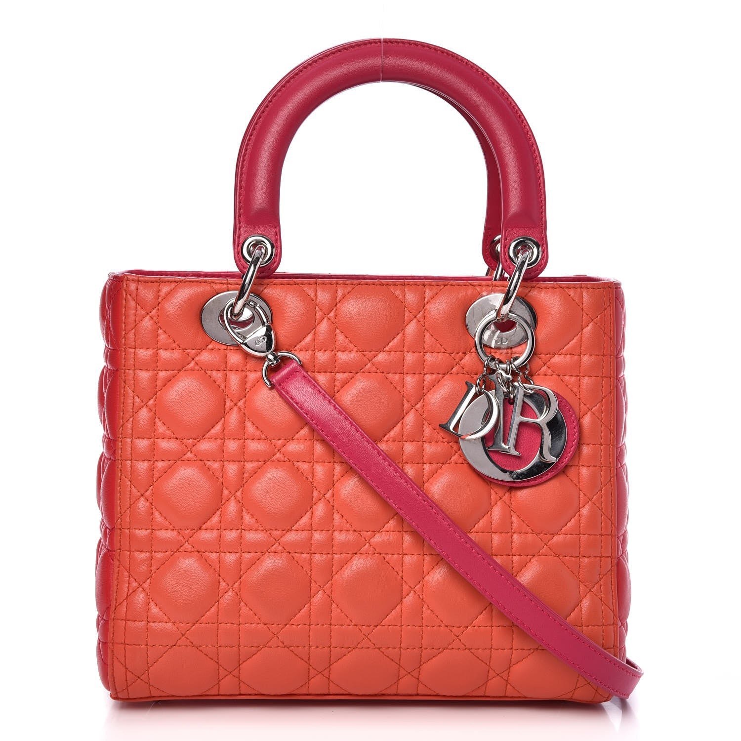 Christian Dior Lambskin Cannage Medium Tri-Color Lady Dior Pink 1 of 9