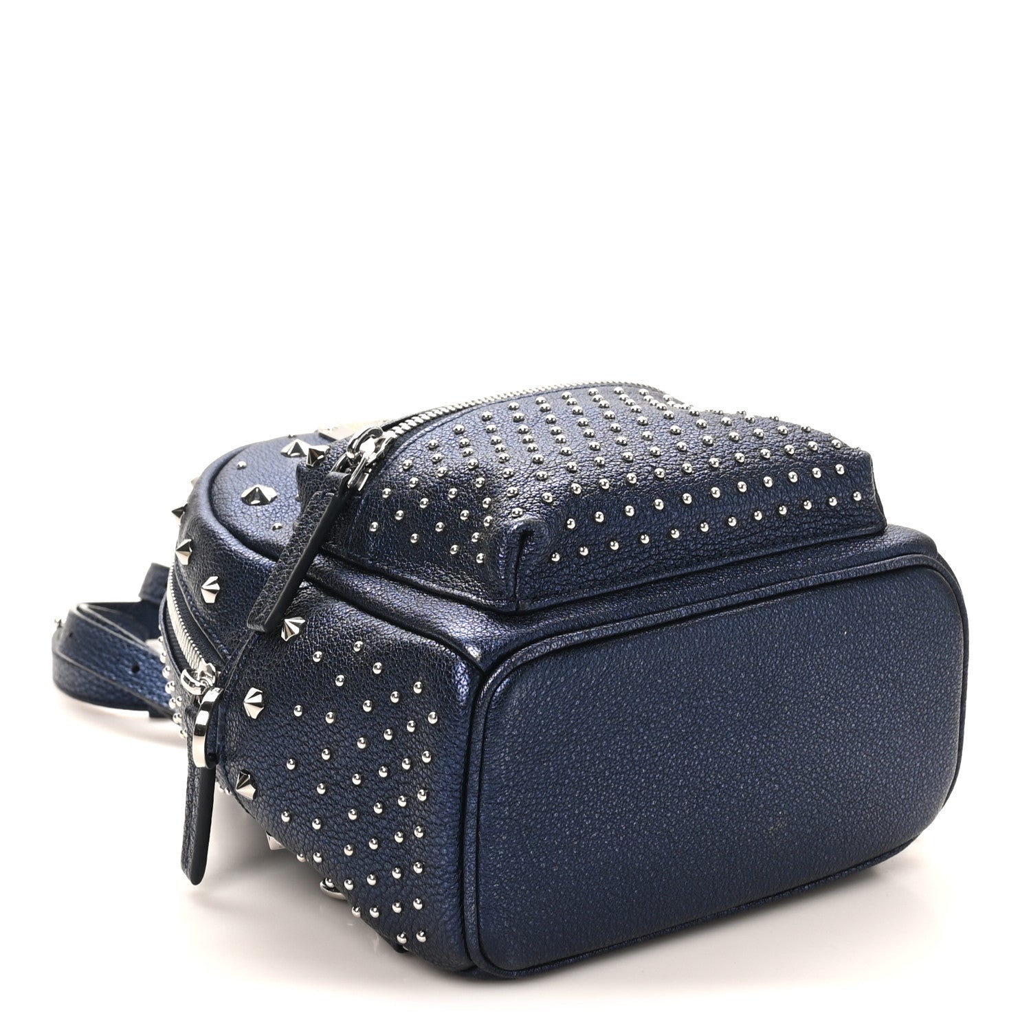 MCM Metallic Calfskin Stud X-Mini Stark Bebe Boo Backpack Blue 4 of 9
