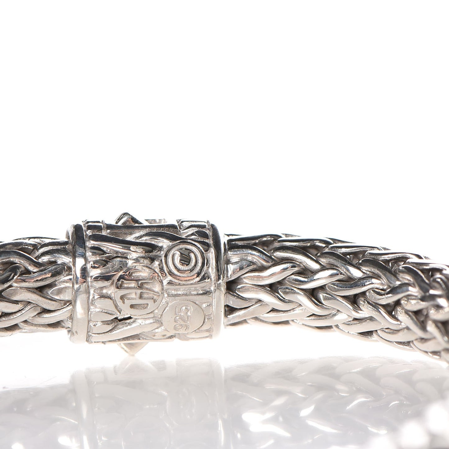 Sterling Silver Pave Diamond Medium Classic Chain Clasp Bracelet