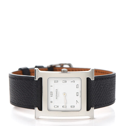 Hermes Stainless Steel Epsom 26mm Heure H Hour Quartz Watch Noir 2 of 5