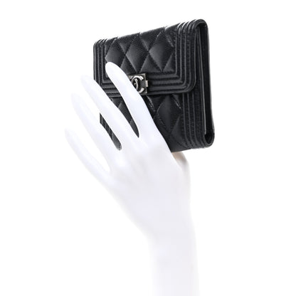 Chanel Caviar Quilted Compact Boy Wallet Black 2 of 8
