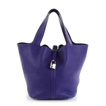 Hermes Taurillon Clemence Picotin Lock 26 GM Iris 1 of 10