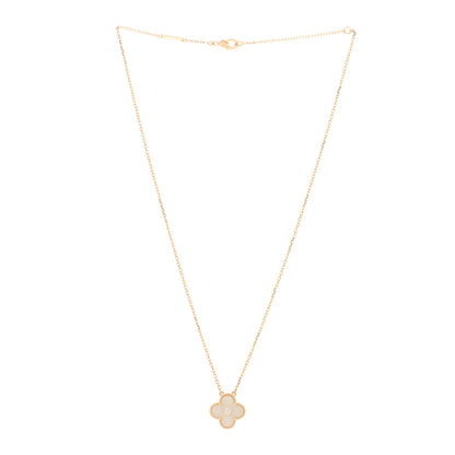Van Cleef & Arpels 18K Yellow Gold Diamond Yellow Mother of Pearl Vintage Alhambra Pendant Necklace 2 of 4
