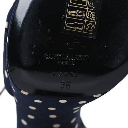 Saint Laurent Satin Polka Dot Bianca 125 Platform Sandals 36 Navy 6 of 9