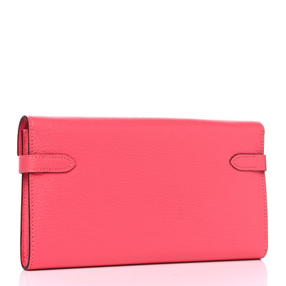 Hermes Chevre Mysore Kelly Longue Wallet Rose Lipstick 3 of 11