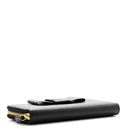 Prada Saffiano Fiocco Bow Zip Around Wallet Black 4 of 12