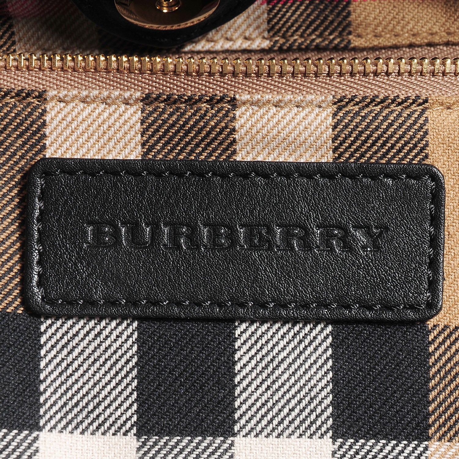 Burberry Calfskin House Check Small Banner Tote Black 9 of 11