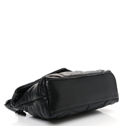 Saint Laurent Lambskin Quilted Monogram Monochrome Small Loulou Puffer Chain Satchel Black 4 of 11