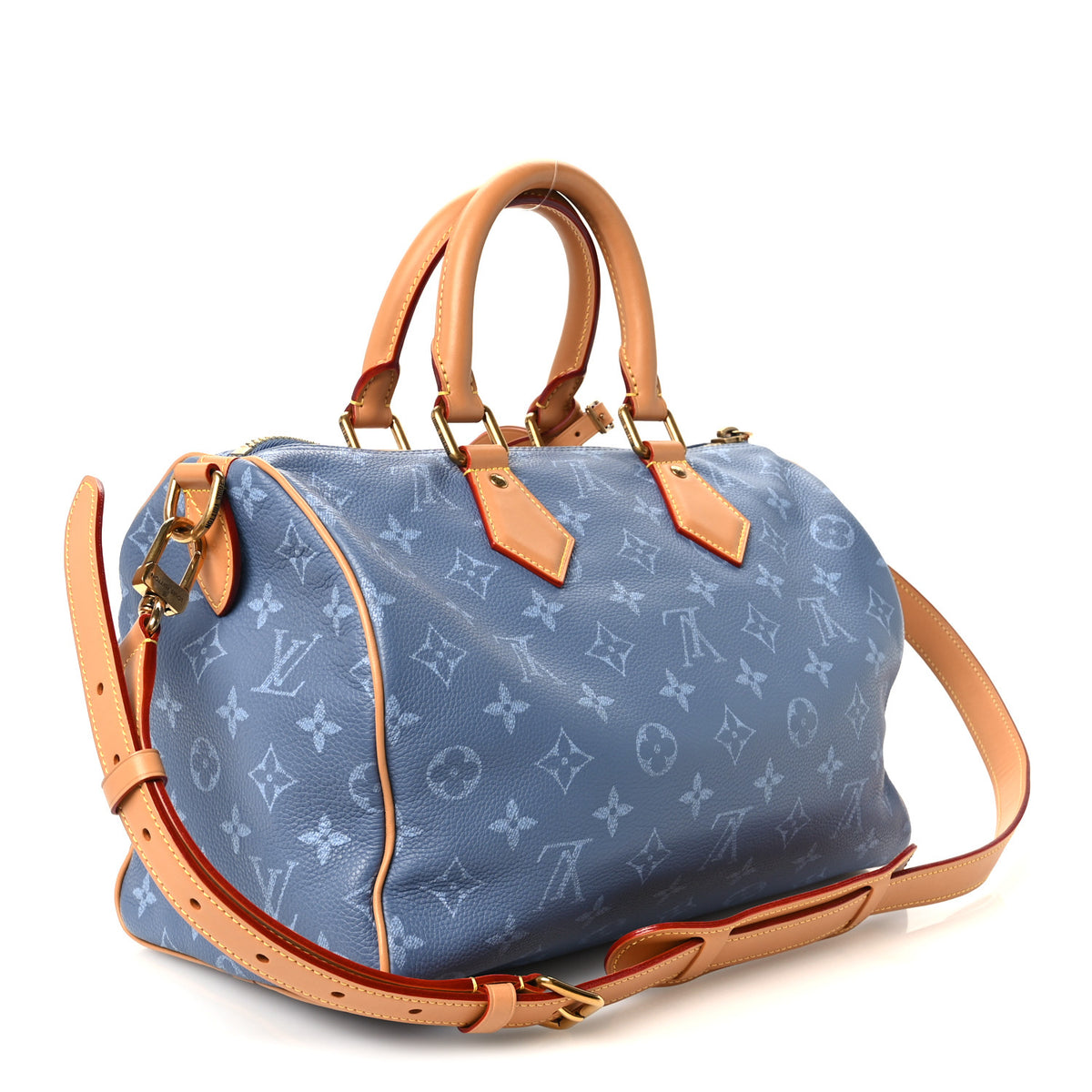 Louis Vuitton Calfskin Monogram Speedy P9 Bandouliere 30 Silk Blue 5 of 14