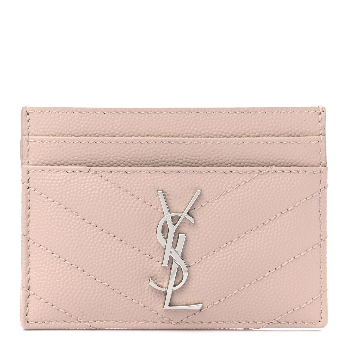 Grain De Poudre Matelasse Chevron Monogram Credit Card Case Pale Pink