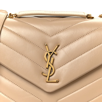 Saint Laurent Calfskin Y Quilted Monogram Small Loulou Chain Satchel Dark Beige 9 of 12