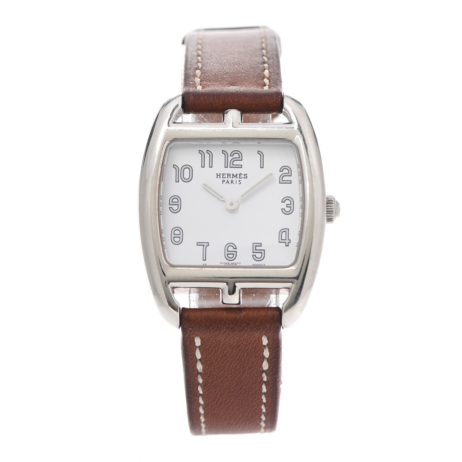Hermes Stainless Steel Barenia 26mm Cape Cod Tonneau Quartz Watch Fauve 1 of 5