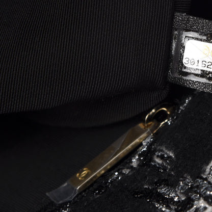 Chanel Tweed Quilted Large 19 Flap Black Ecru White 9 of 10