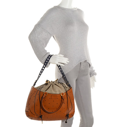 Fendi Calfskin Linen Perforated Medium B Fab Tote Miel Grezzo 2 of 9