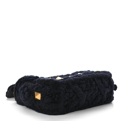 Valentino Garavani Cashmere Medium Roman Stud Shoulder Bag Marine 4 of 9