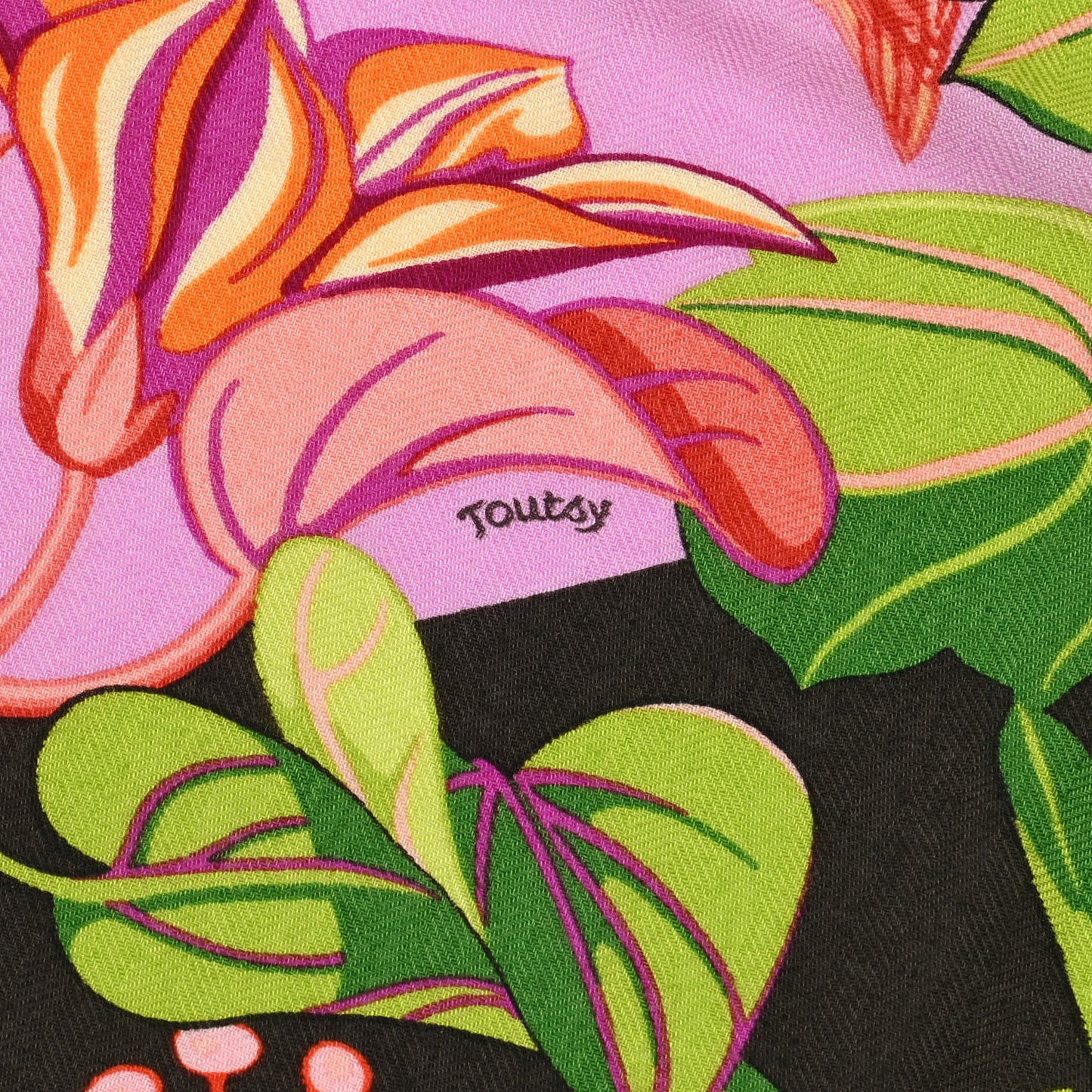 Cashmere Silk Flamingo Party Shawl 140 Bougainvillier Mauve Vert