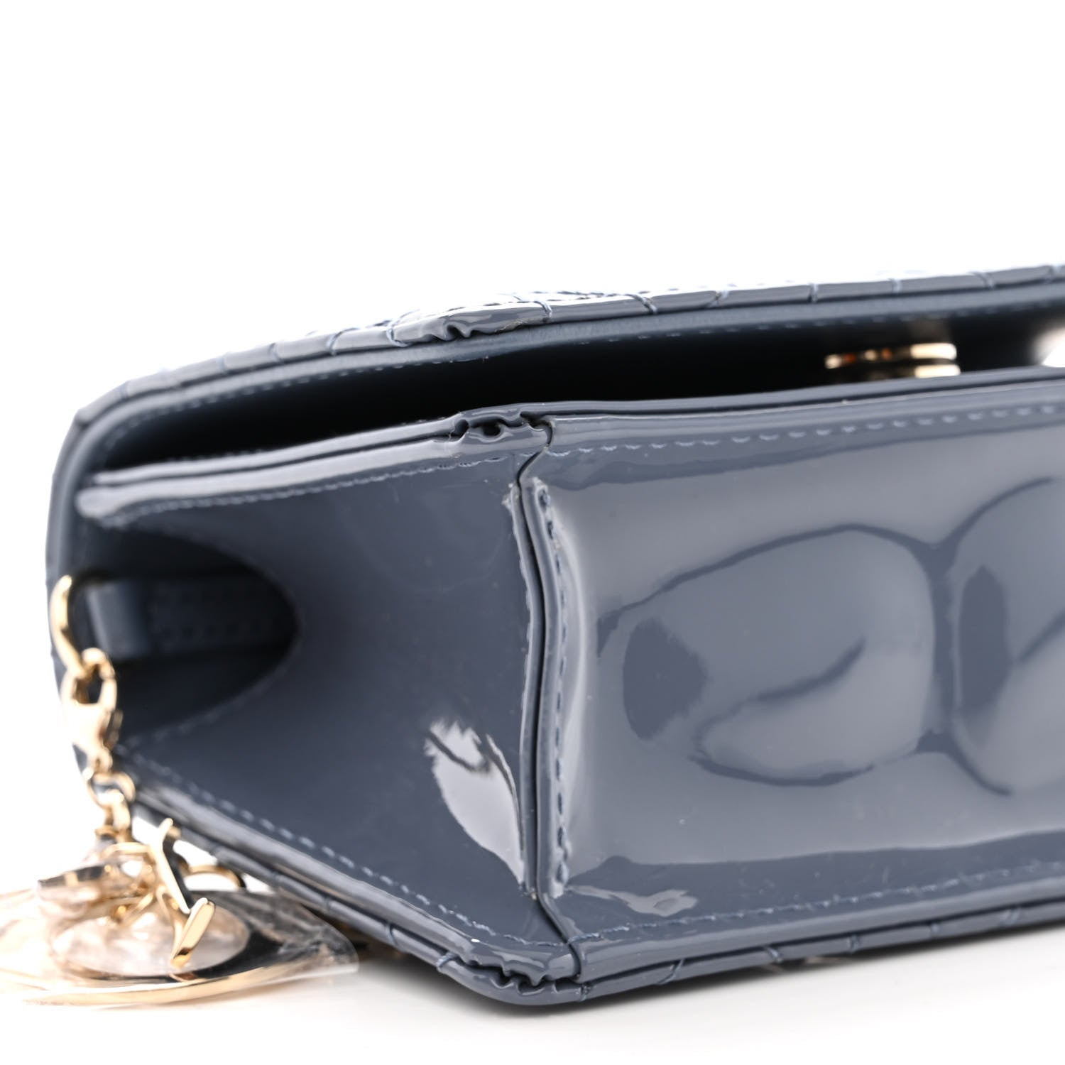 Christian Dior Patent Cannage Nano Lady Dior Pouch Denim 10 of 11