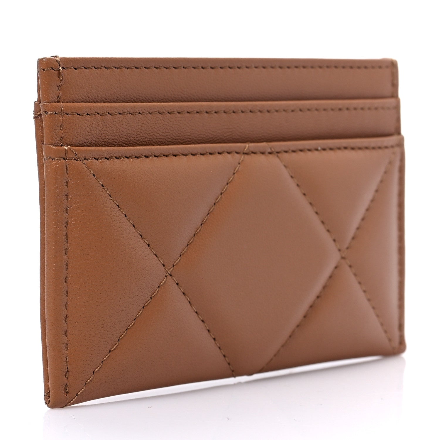 Chanel Lambskin Quilted Chanel 19 Card Holder Brown 3 of 9