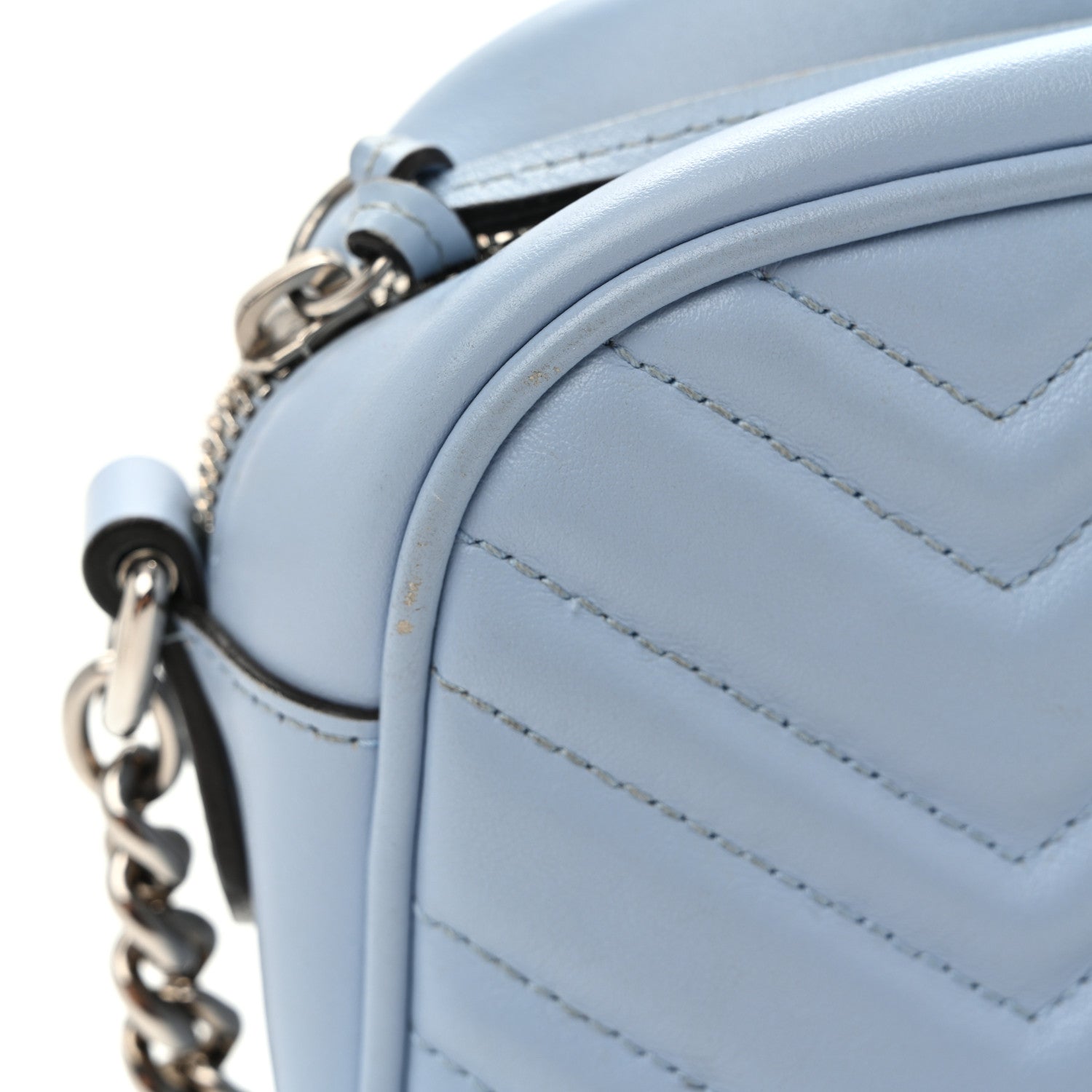Gucci Calfskin Matelasse Small GG Marmont Chain Shoulder Bag Porcelain Light Blue 11 of 11