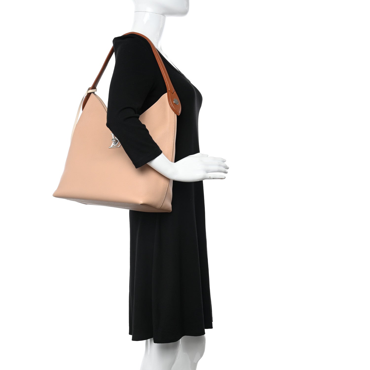 Louis Vuitton Calfskin Lockme Hobo Beige 2 of 11