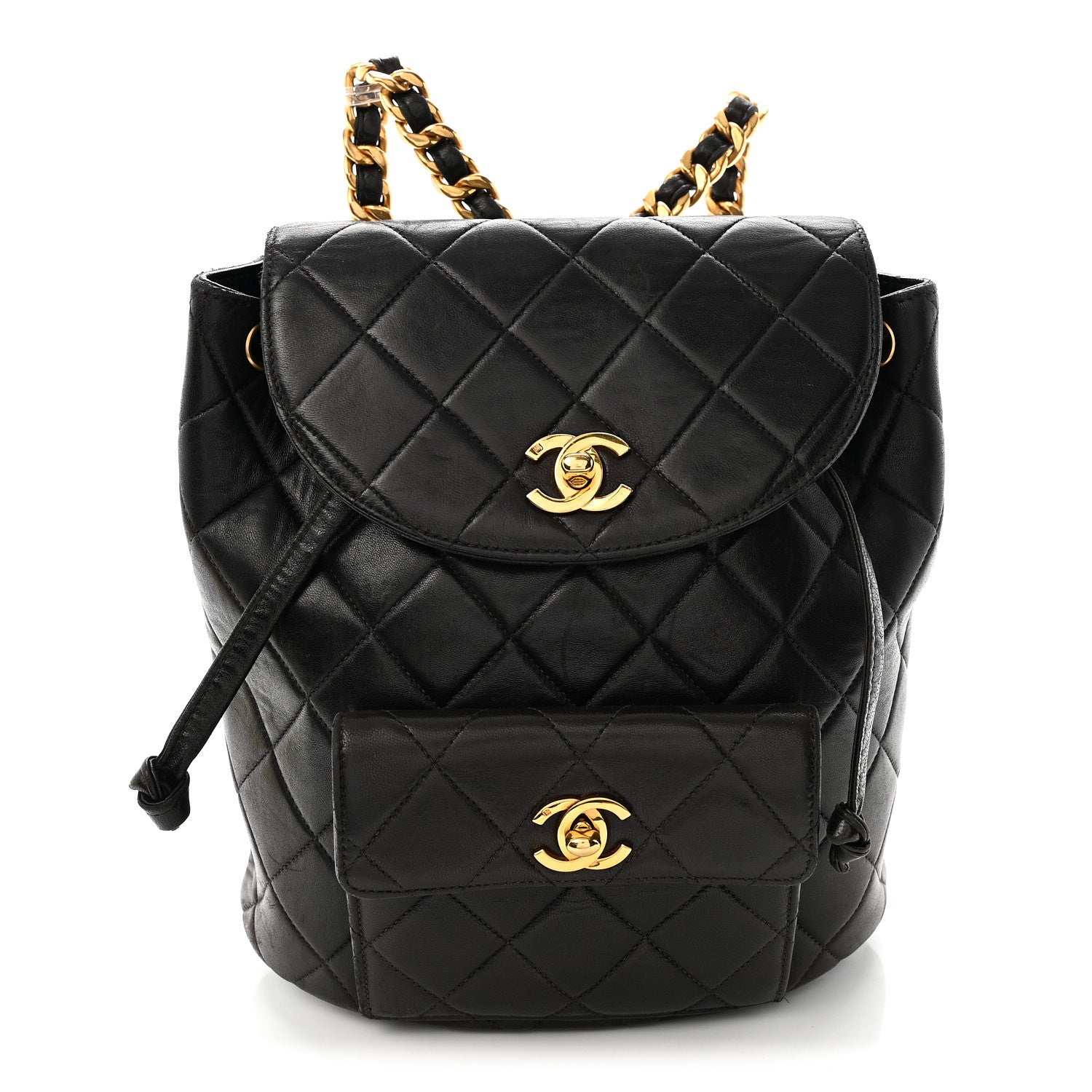 Chanel Lambskin Quilted Drawstring Backpack Black 1 of 12