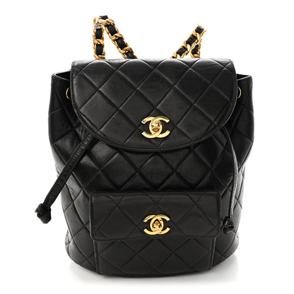 Chanel Lambskin Quilted Drawstring Backpack Black 1 of 12