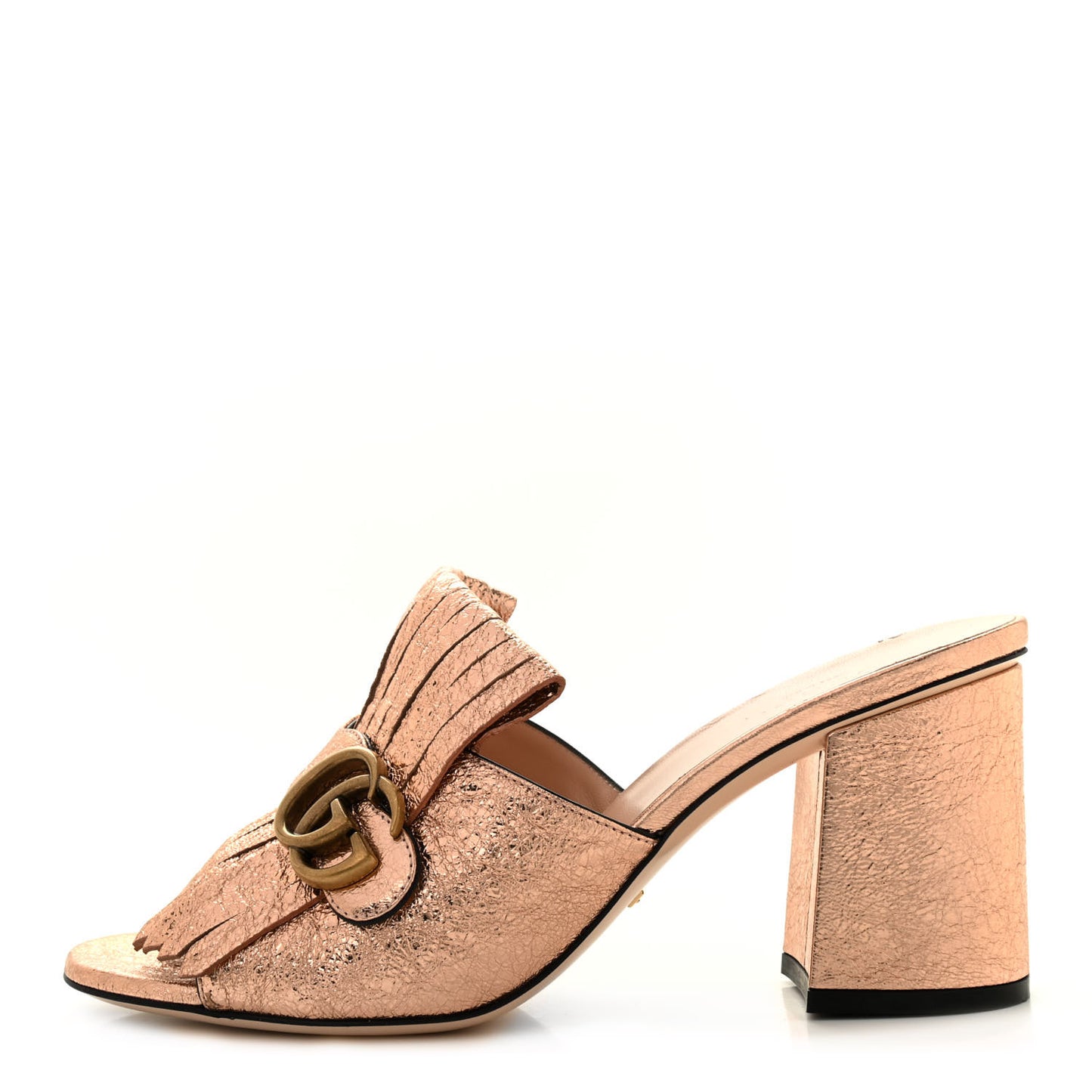 Galassia GG Marmont Fringe 75mm Slide Sandals Salmone