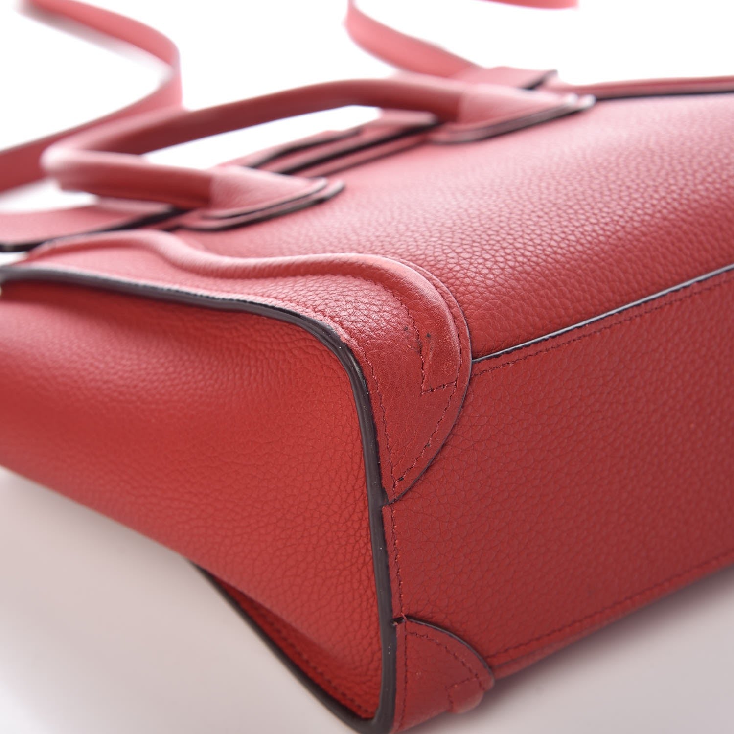 Celine Drummed Calfskin Nano Luggage Coquelicot 11 of 16