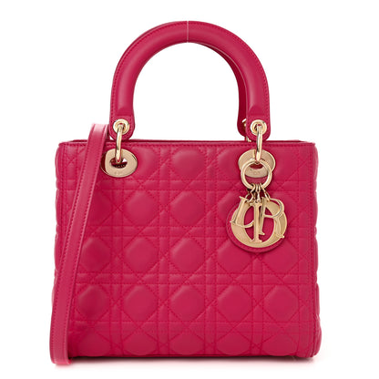 Christian Dior Lambskin Cannage Medium Lady Dior Fuchsia 1 of 9