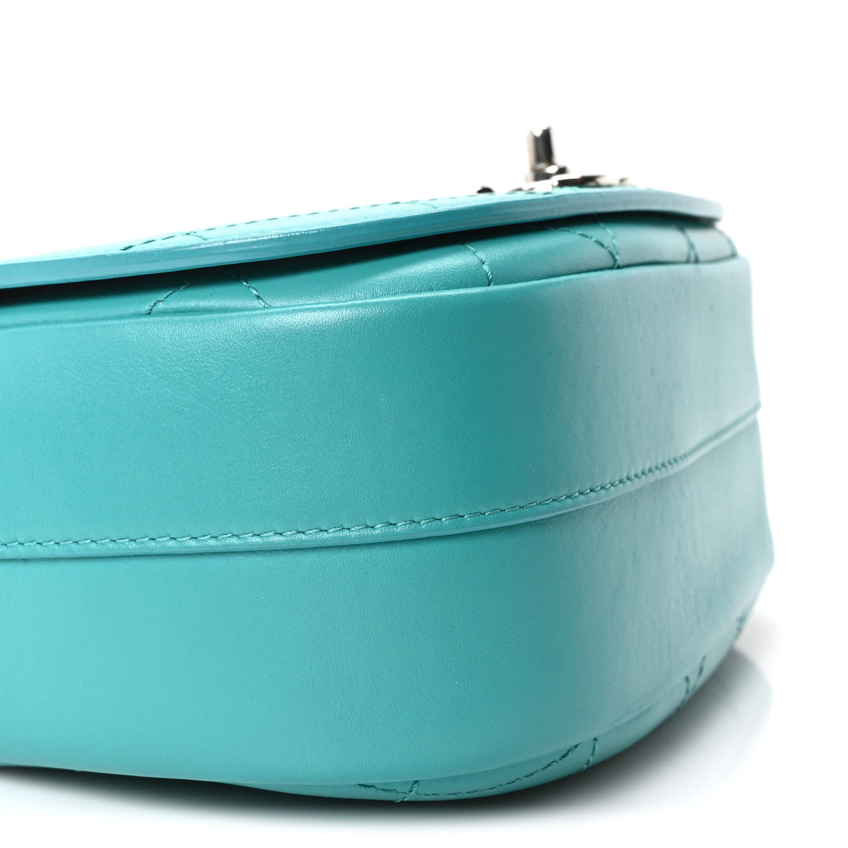 Chanel Calfskin Stitched Small Ring My Bag Flap Crossbody Turquoise 9 of 10