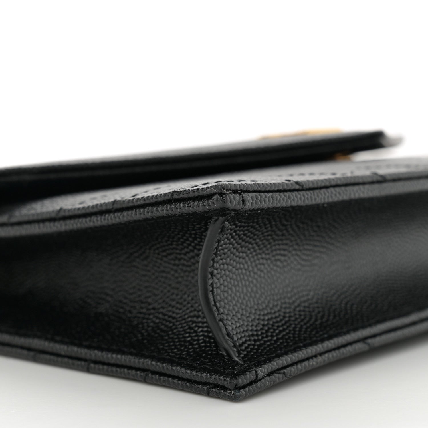 Saint Laurent Grain De Poudre Matelasse Chevron Monogram Envelope Chain Wallet Black 9 of 10