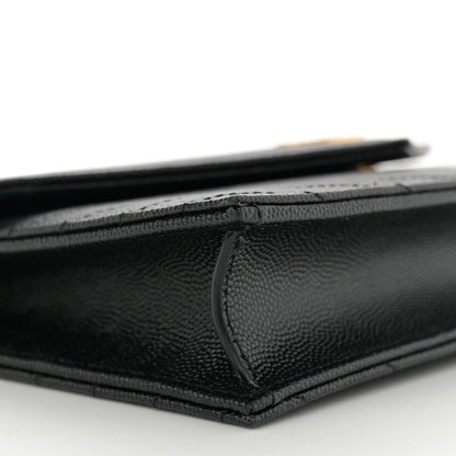 Saint Laurent Grain De Poudre Matelasse Chevron Monogram Envelope Chain Wallet Black 9 of 10