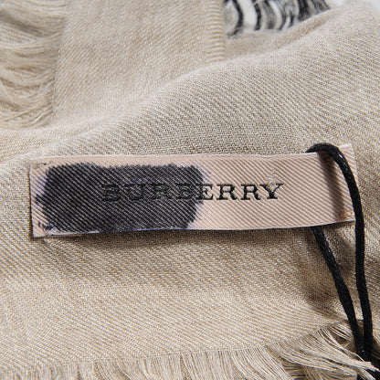 Burberry Modal Wool Chambray Overdyed Check Square Scarf Pale Stone 7 of 7