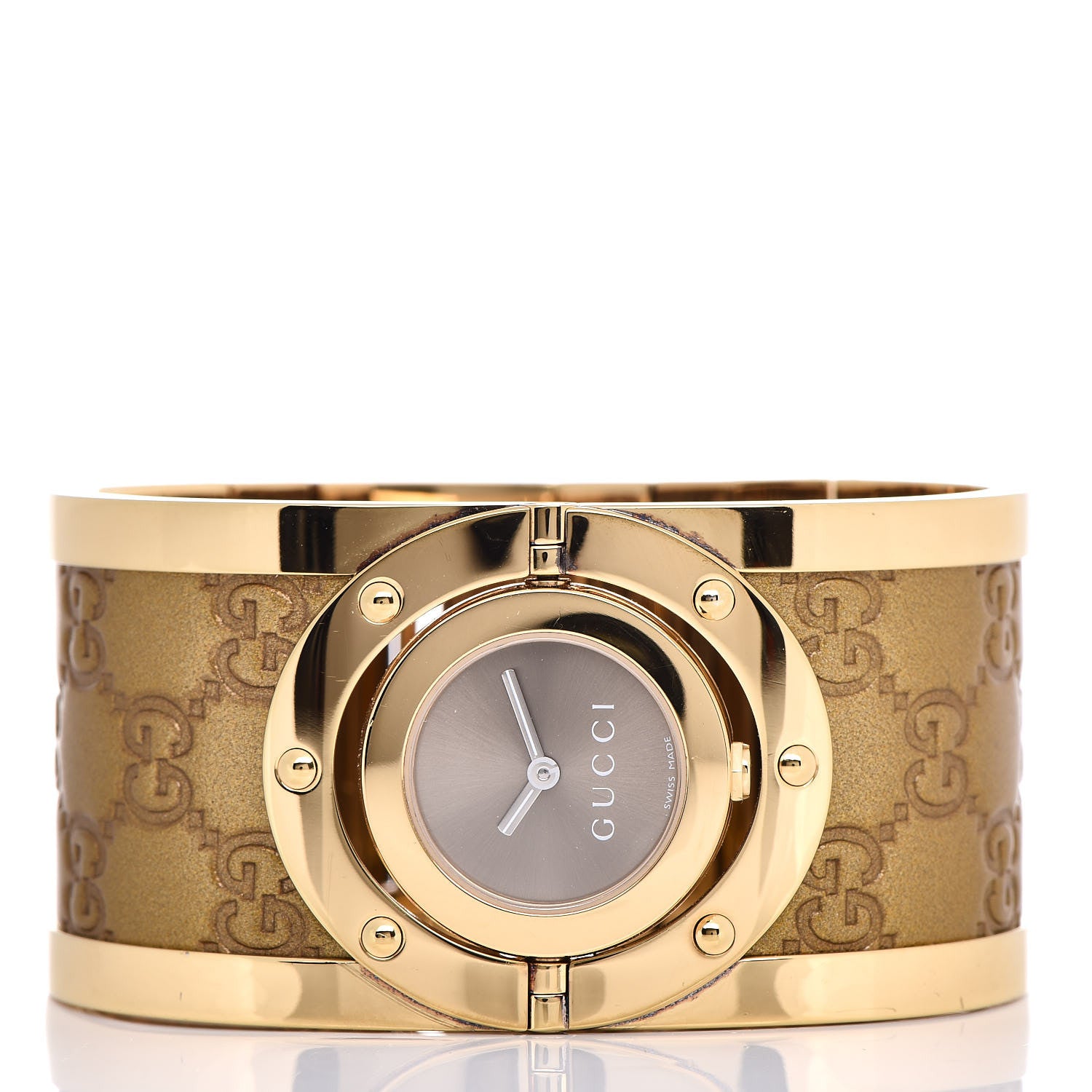 Gucci Stainless Steel Calfskin 33mm Twirl Quartz Watch Bronze 3 of 6
