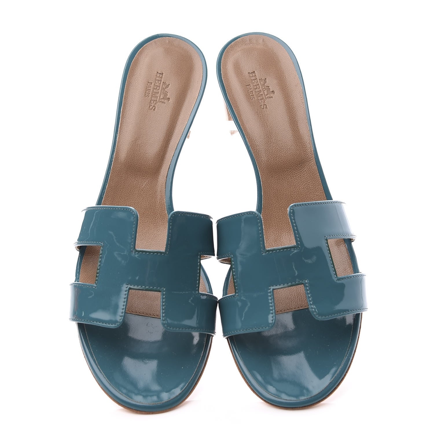 Hermes Patent Oasis Sandals 40.5 Lagon 5 of 10