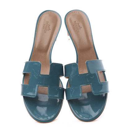 Hermes Patent Oasis Sandals 40.5 Lagon 5 of 10