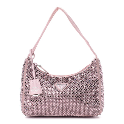 Prada Satin Crystal Mini Re-Edition 2000 Bag Alabastro 1 of 9