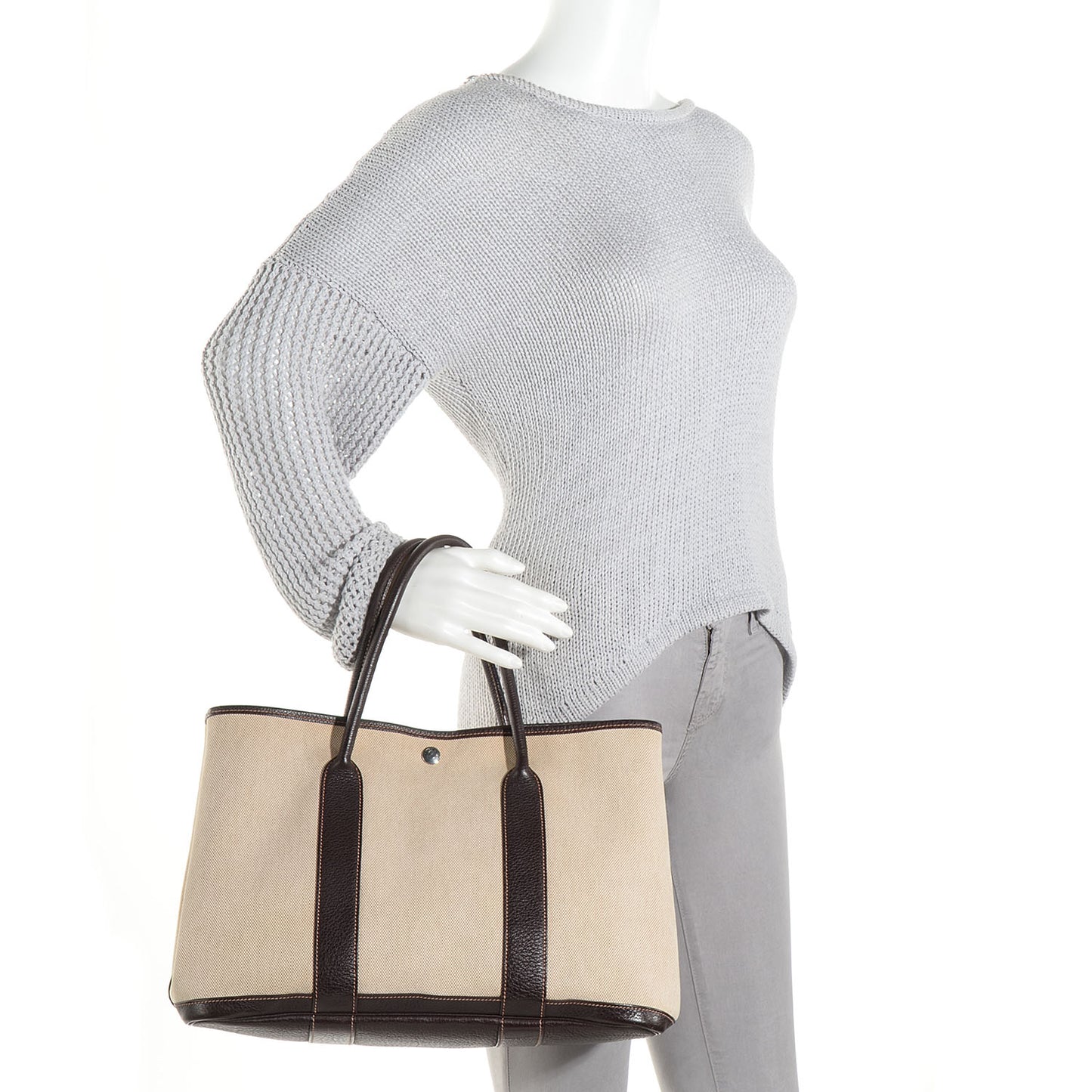 Toile Leather Garden Party Tote 36 MM Brown