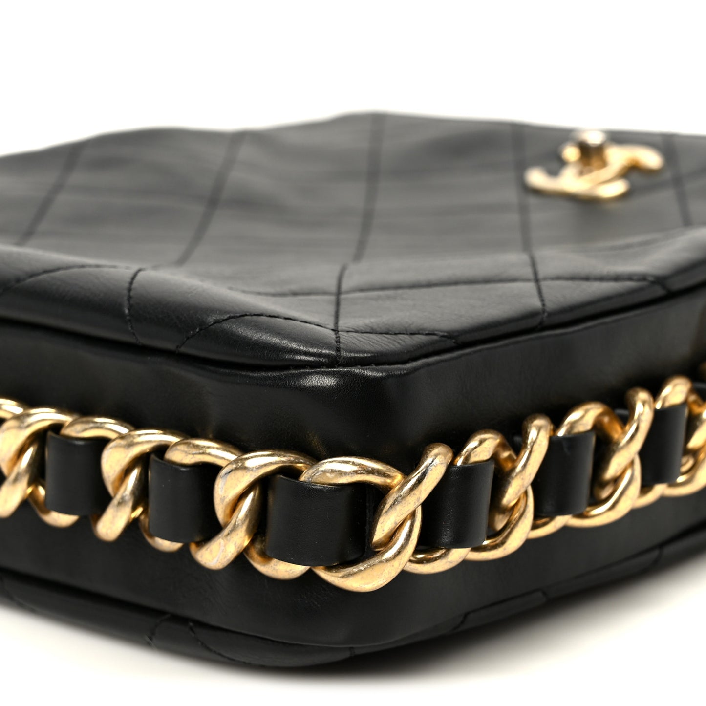 Lambskin Quilted Multi Chain Hobo Black