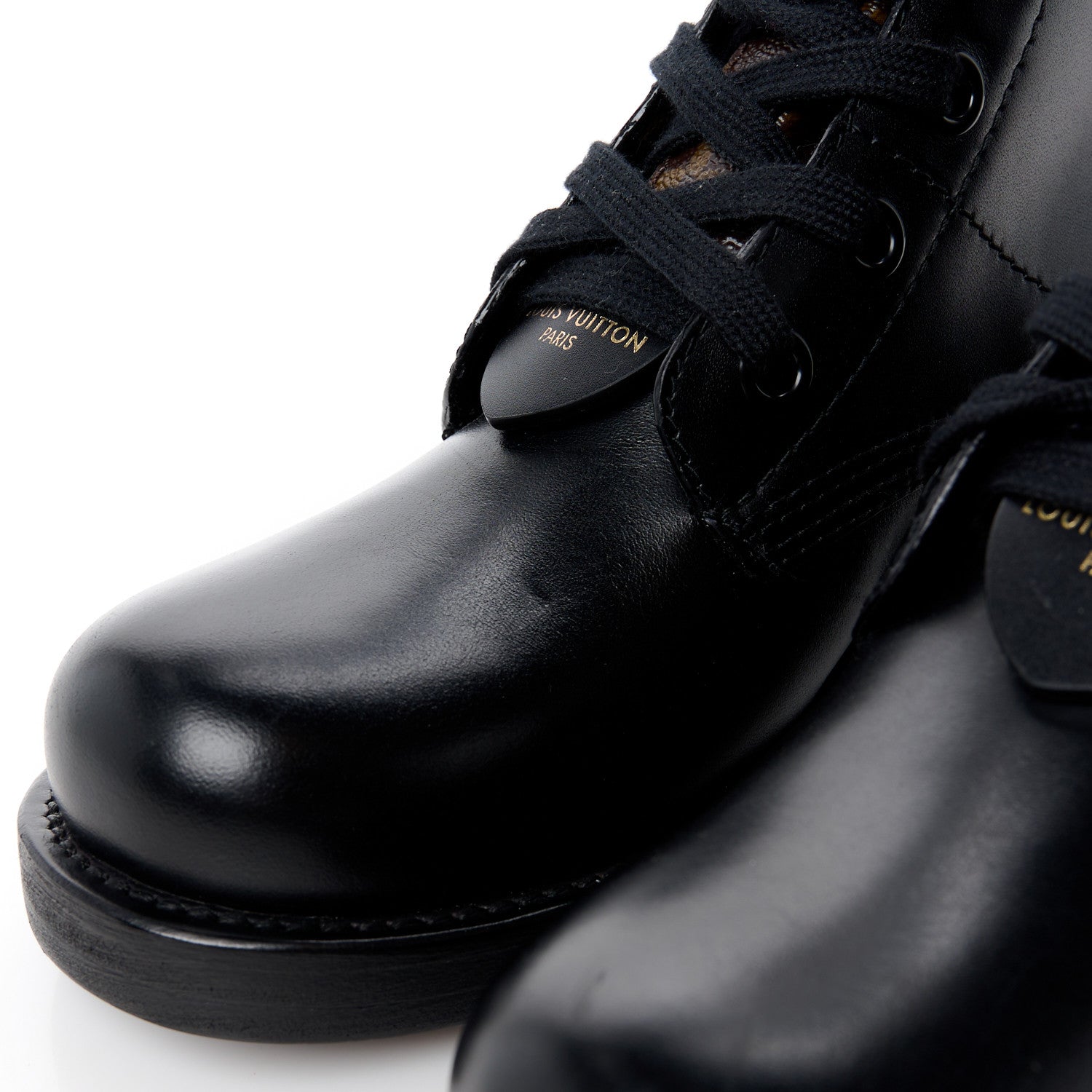 Louis Vuitton Calfskin Monogram Metropolis Flat Ranger Boots 37.5 Black 4 of 11
