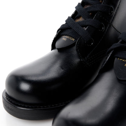 Louis Vuitton Calfskin Monogram Metropolis Flat Ranger Boots 37.5 Black 4 of 11