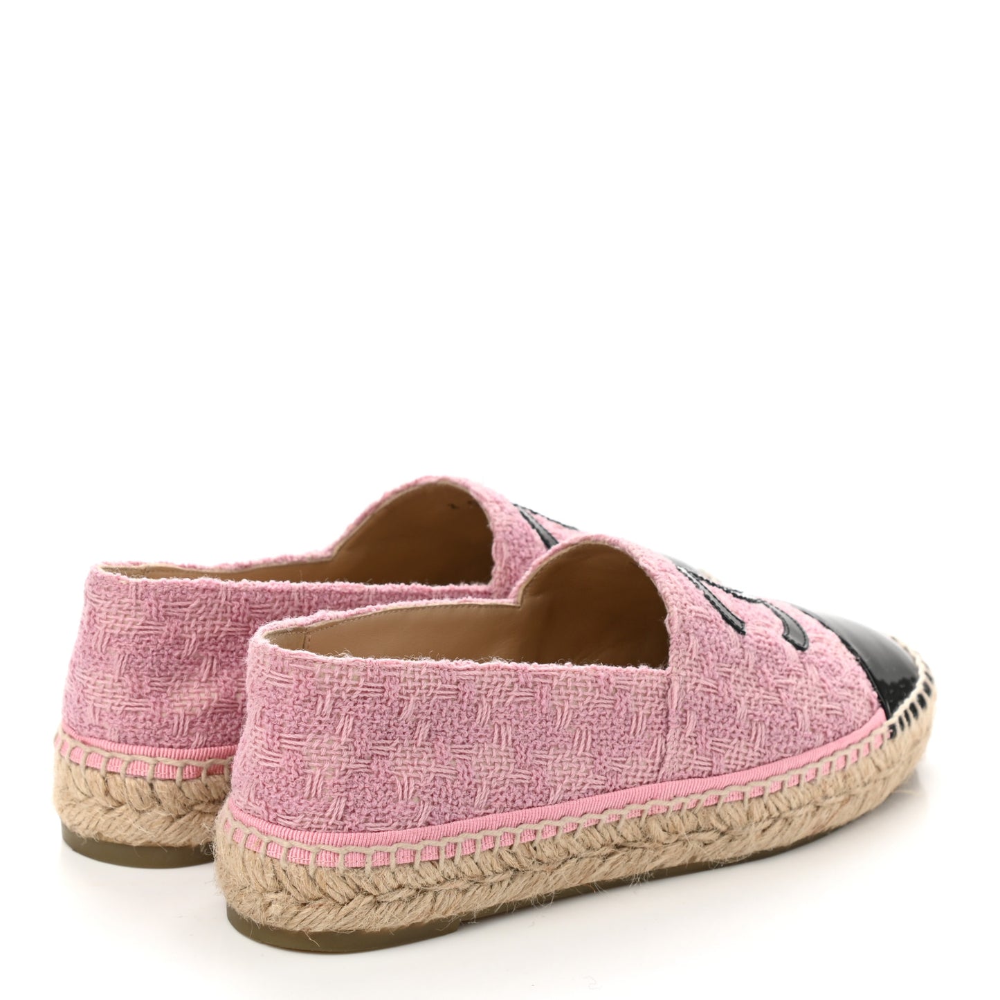 Tweed Patent CC Espadrilles 37 Pink Black