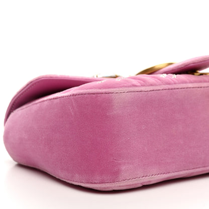 Gucci Velvet Matelasse Marquise Crystals Embroidered Small GG Marmont Shoulder Bag Malva 9 of 10