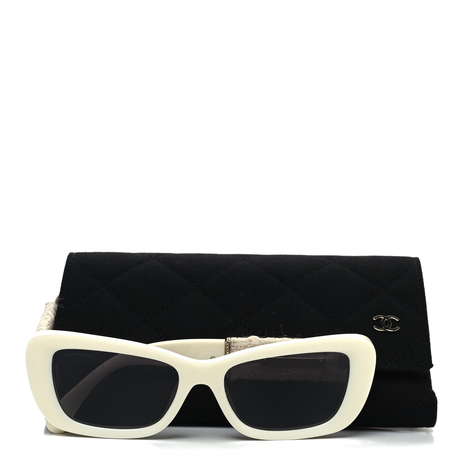 Chanel Acetate Tweed Wool CC Rectangle Sunglasses 5514 White 9 of 9